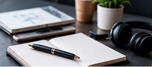 Notebook and pen representing the Personal Growth and Success learning path