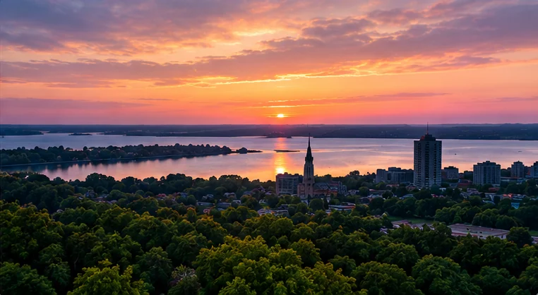 Waterfront sunset representing a brighter future journey
